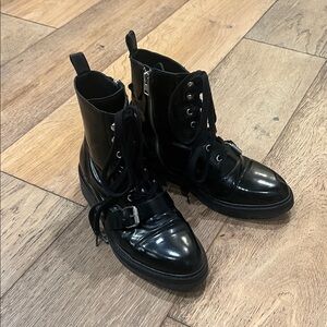 ALL SAINTS Black Lace-Up Combat Boots
